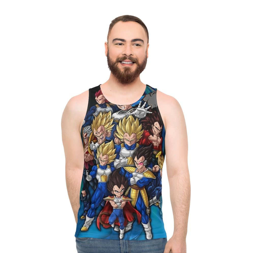 Prince Vegeta saiyan unisex tank top featuring digital fan art