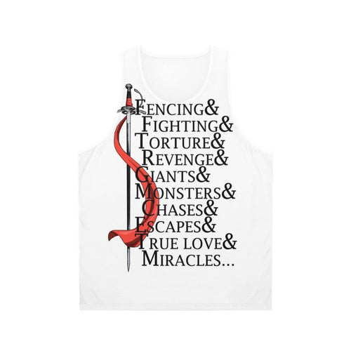 "Unisex tank top with iconic Princess Bride quotes"
