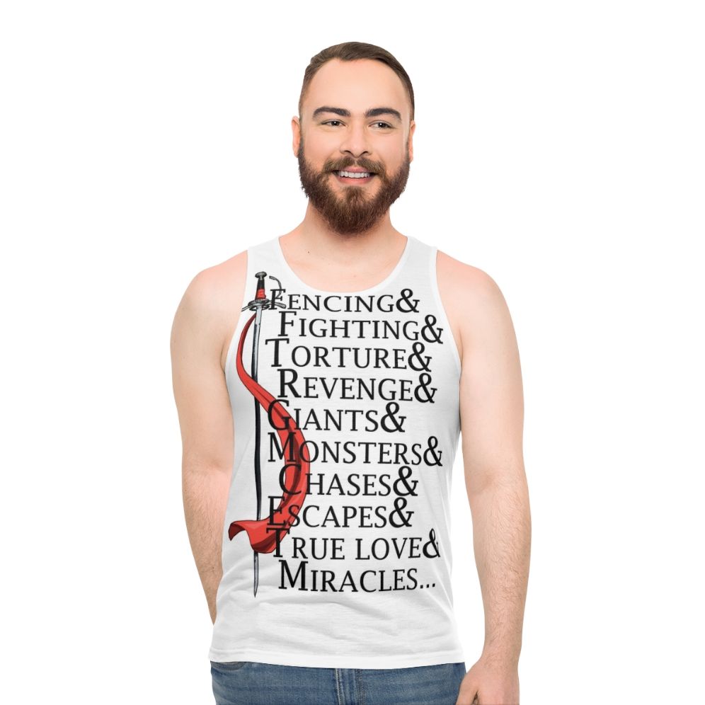 "Unisex tank top with iconic Princess Bride quotes"