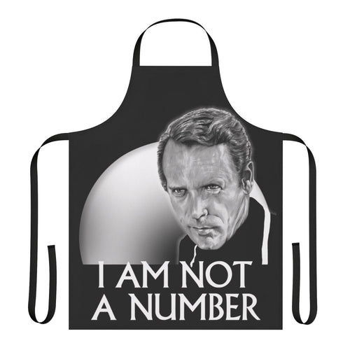 "Prisoner-Inspired Apron with 'I Am Not a Number' Design"