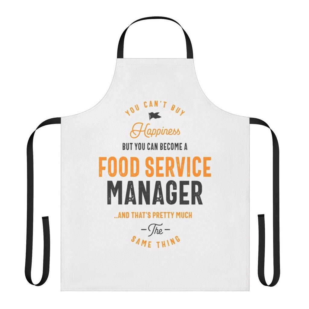 Food service manager wearing a high-quality apron for their job.