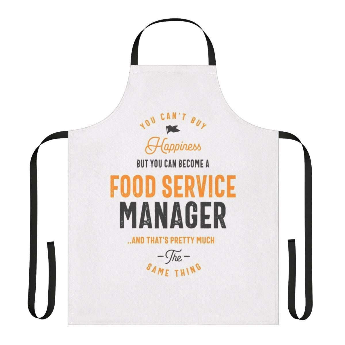 Food service manager wearing a high-quality apron for their job.
