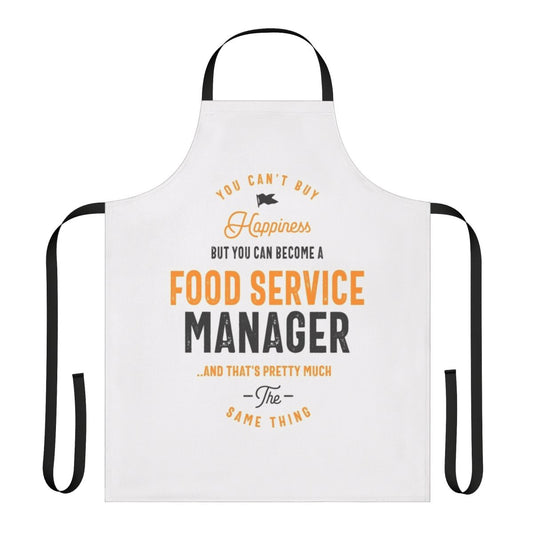 Food service manager wearing a high-quality apron for their job.