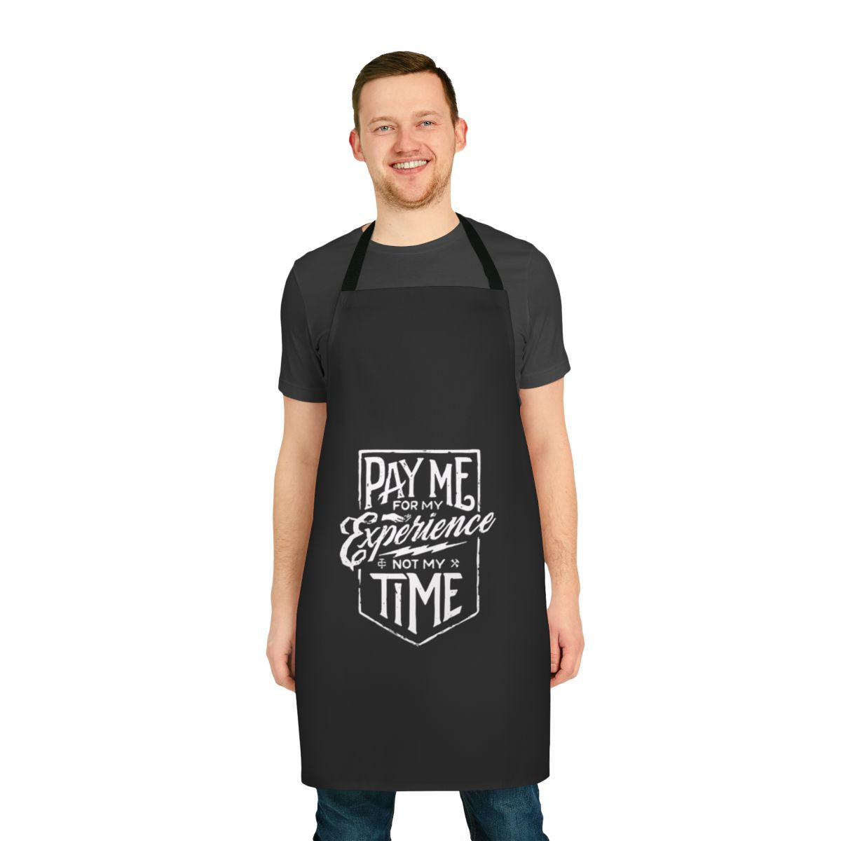 Occupations themed apron with various profession icons and designs