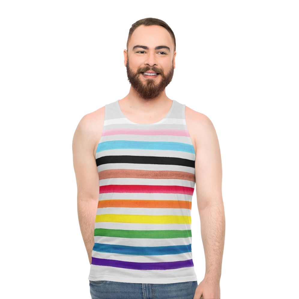Progress Pride Unisex Tank Top with Stripes