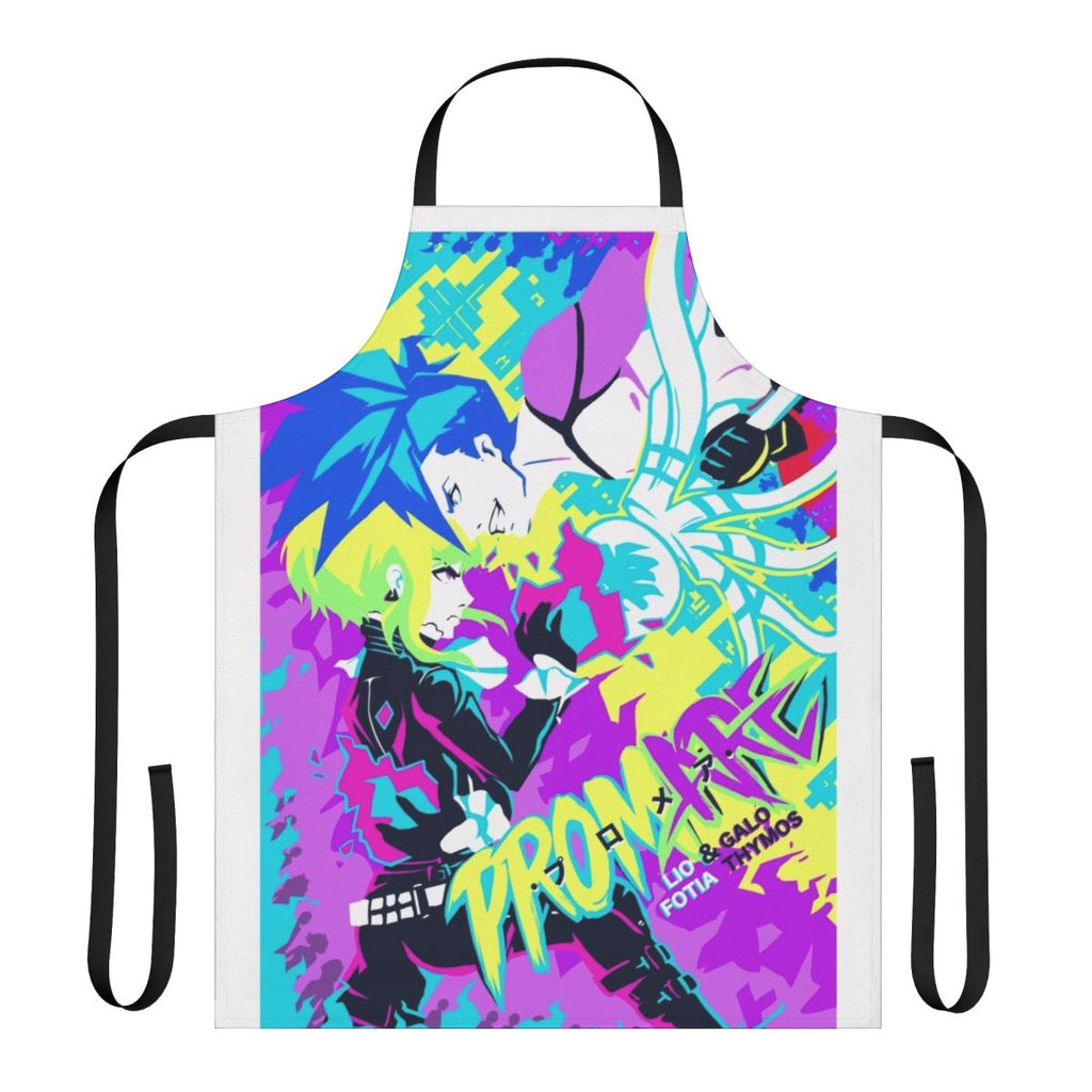 Promare-inspired apron featuring the characters Lio Fotia and Galo Thymos
