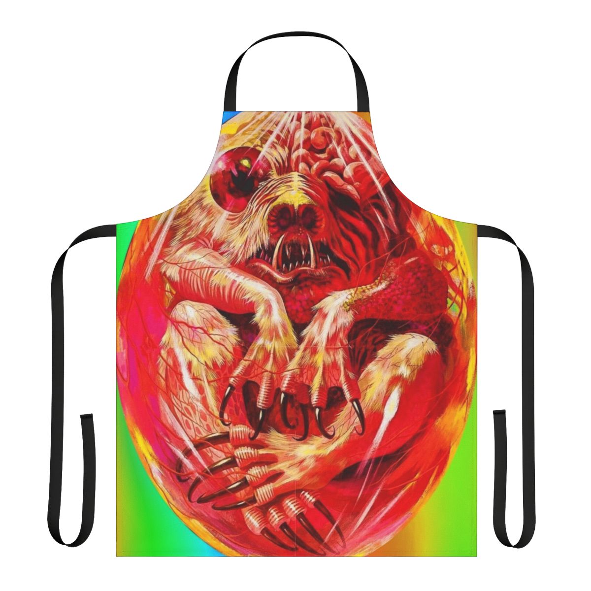 Retro-styled apron featuring imagery and text from the 1979 cult classic horror film Prophecy