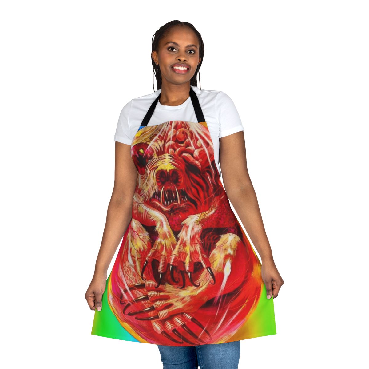 Retro-styled apron featuring imagery and text from the 1979 cult classic horror film Prophecy