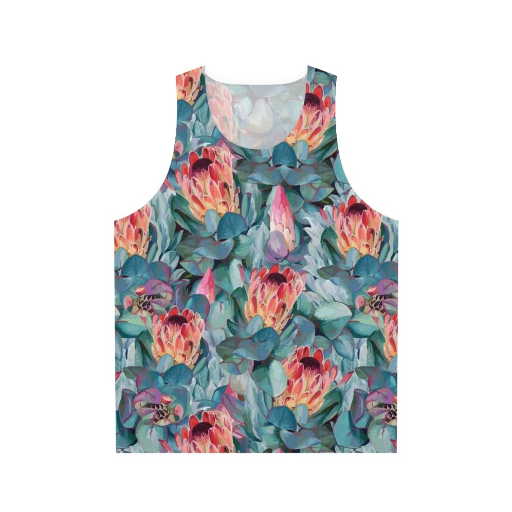 Protea flowers in a tropical floral pattern