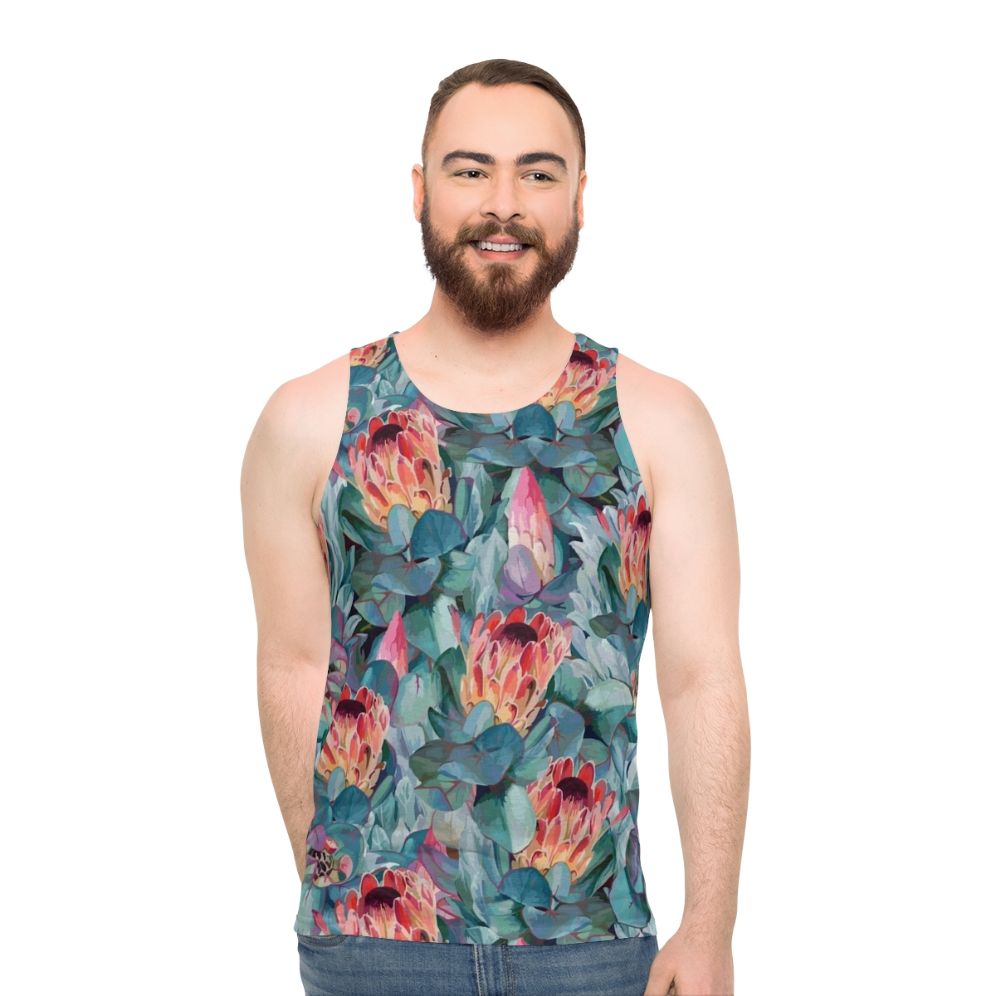 Protea flowers in a tropical floral pattern