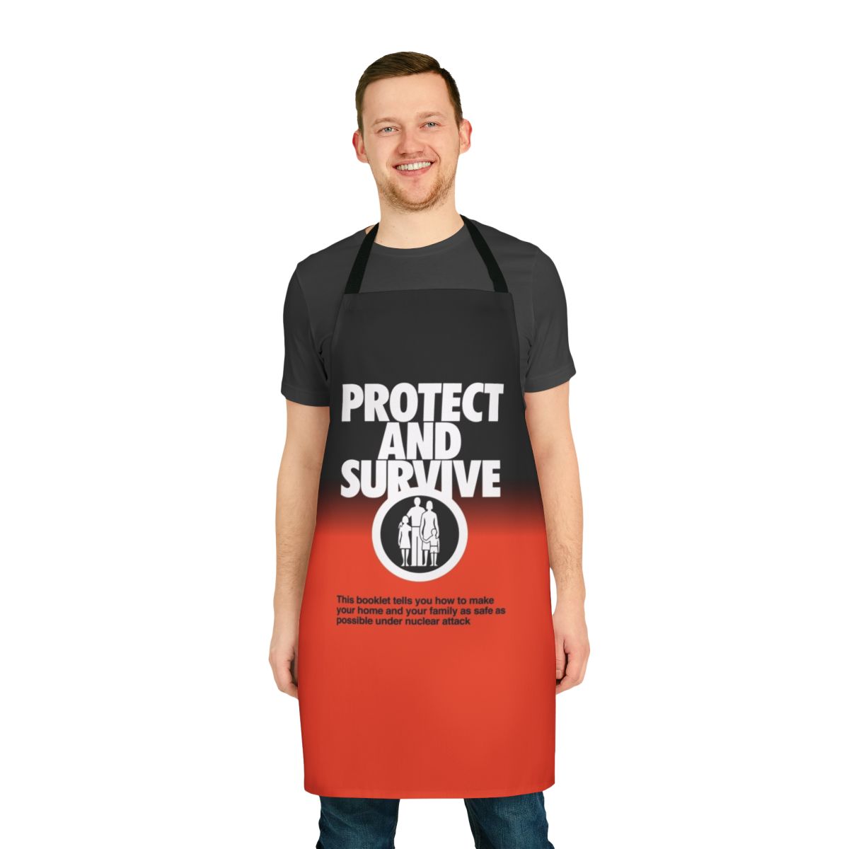 A durable apron designed to protect against nuclear fallout and radiation exposure.