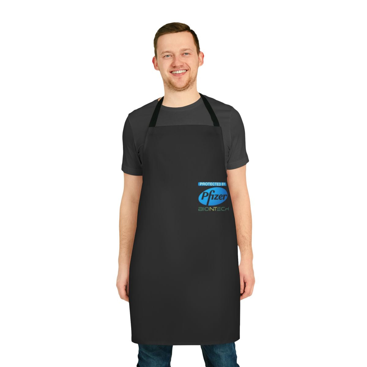 Protected Biontech Apron with Coronavirus Pandemic Safety Message
