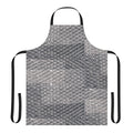 Person wearing a durable, clear bubble wrap apron for protection and style.