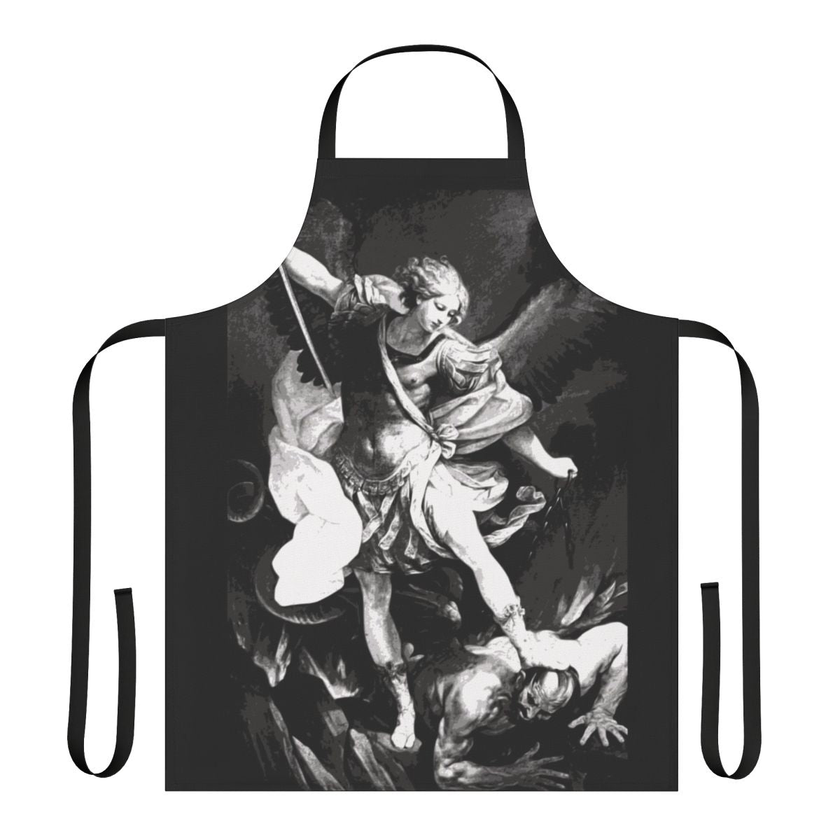 High-quality apron featuring the image of Saint Michael the Archangel, the Catholic patron saint of protection.