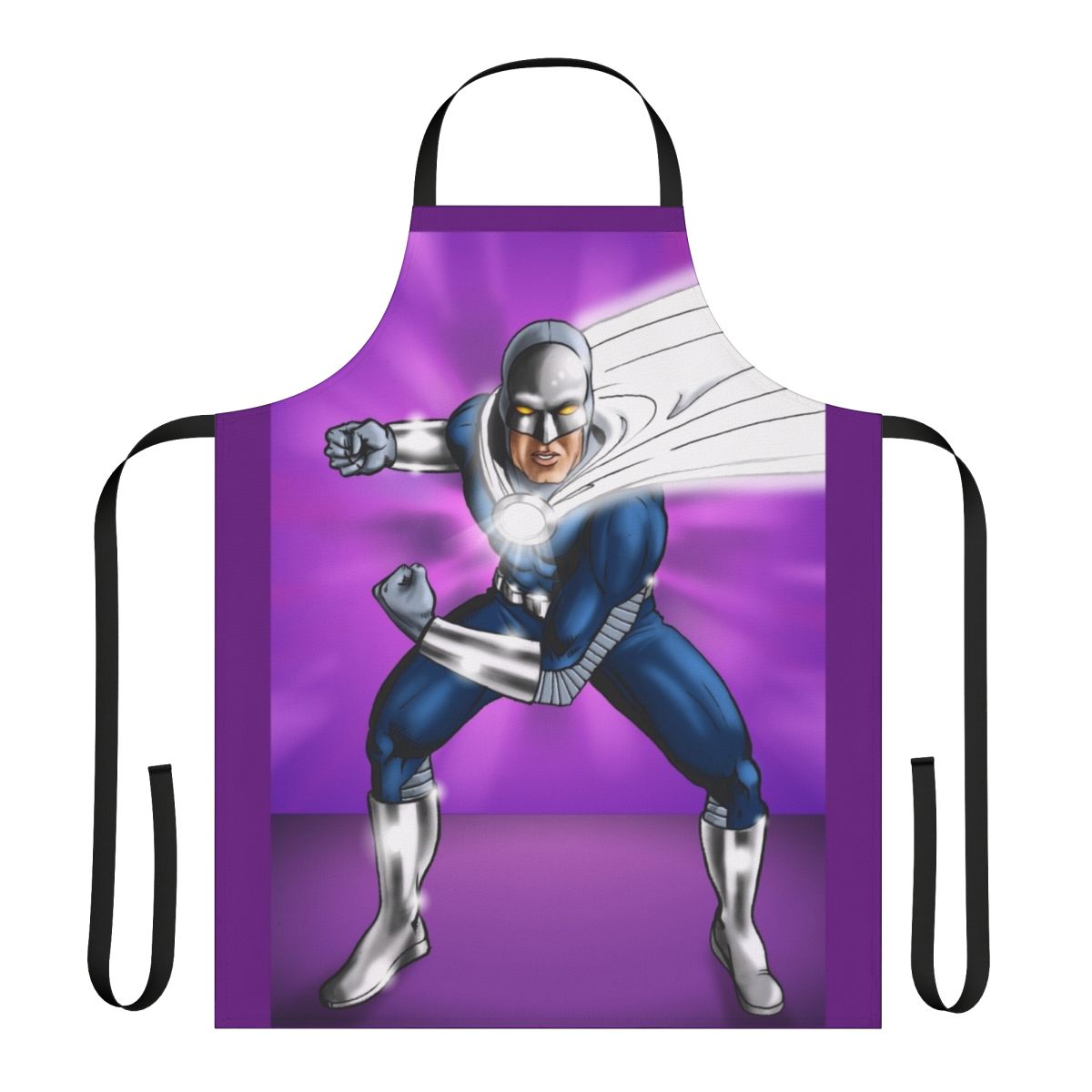 Proton Therapy Themed Apron Featuring a Superhero Design