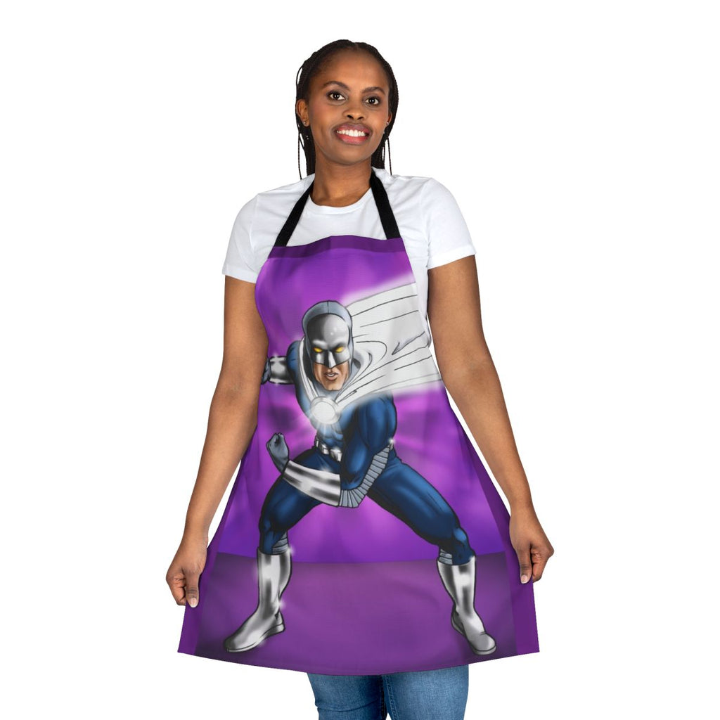 Proton Therapy Themed Apron Featuring a Superhero Design