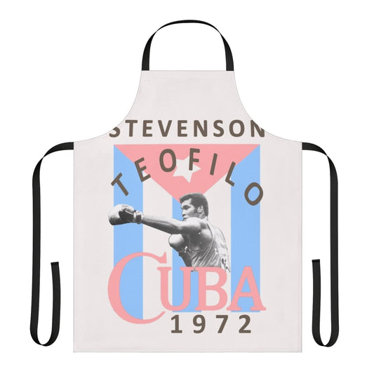 Proud Cuban boxer wearing the Cuban flag design apron