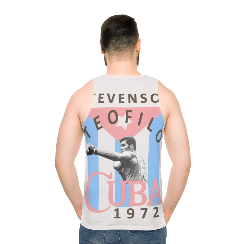 Proud Cuban Boxer wearing Cuba Flag tank top