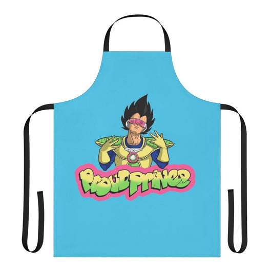 Proud Prince of Saiyans Apron - Stylish Anime Mashup Apparel with Vegeta, Goku, and Fresh Prince of Bel-Air Elements