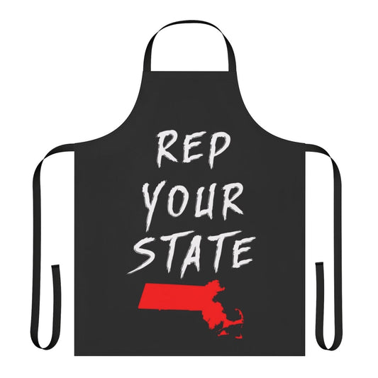 Massachusetts state pride apron with American flag design