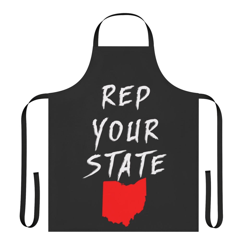 A high-quality apron featuring the state of Ohio design, perfect for cooking and baking with Ohio pride.