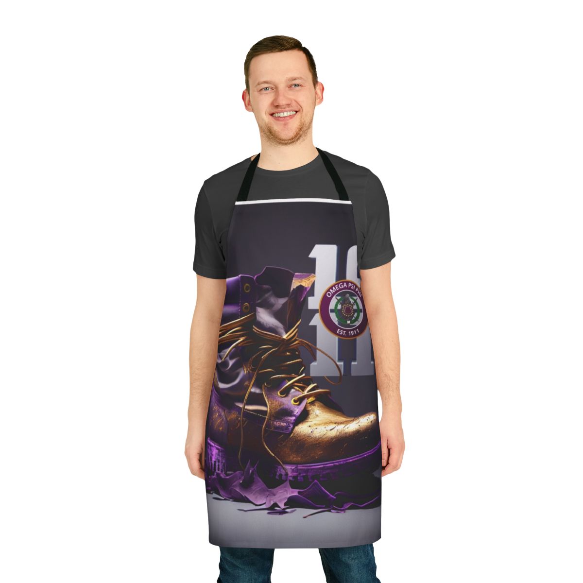 Omega Psi Phi Fraternity Apron Showcasing Black Pride and Brotherhood