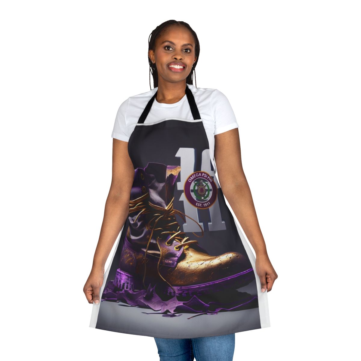 Omega Psi Phi Fraternity Apron Showcasing Black Pride and Brotherhood