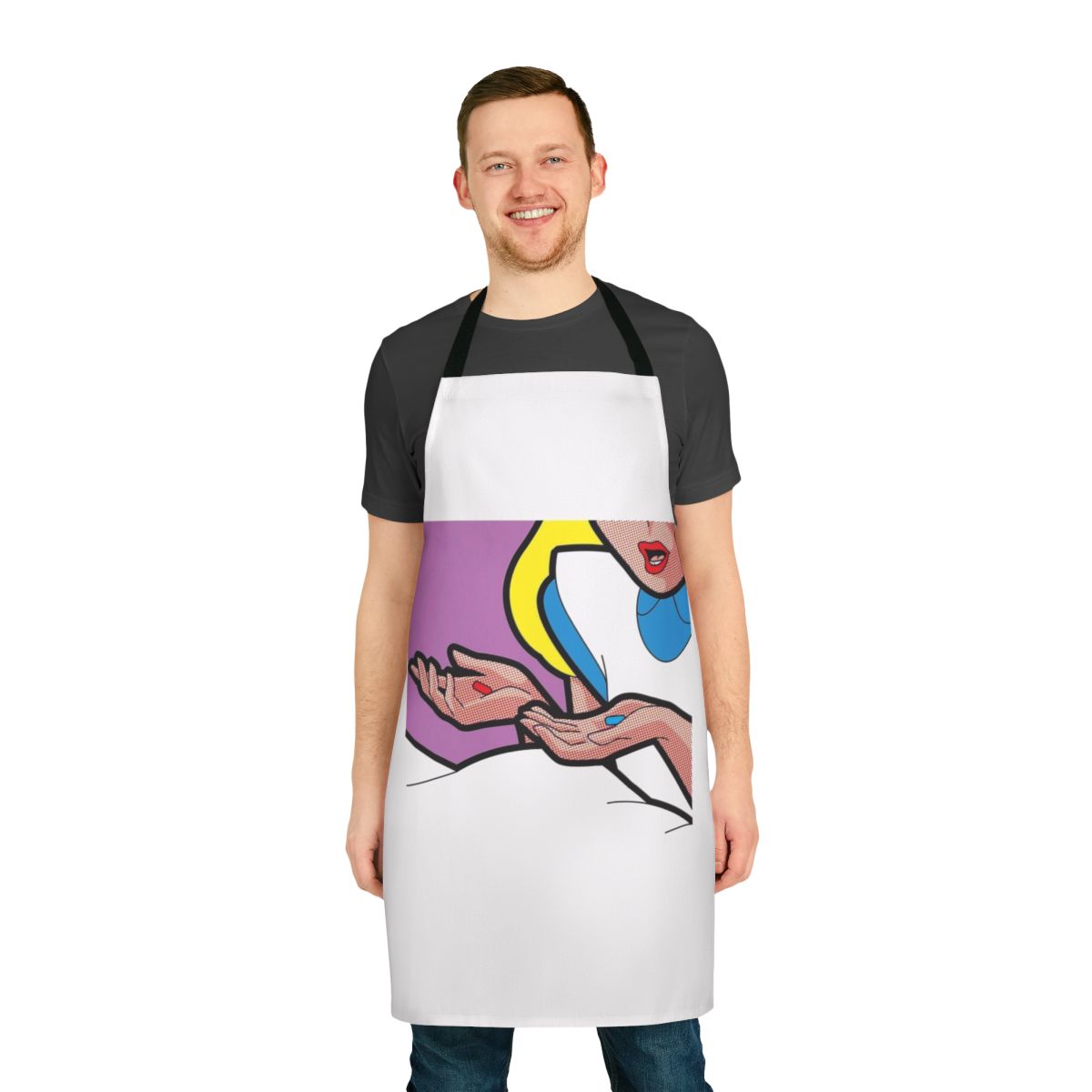 Psychedelic Alice in Wonderland inspired apron with trippy designs