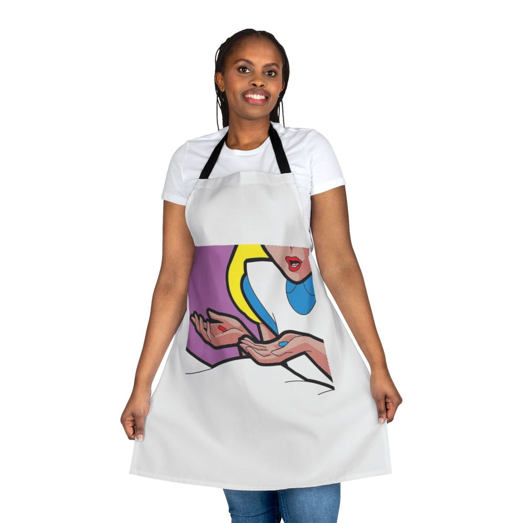 Psychedelic Alice in Wonderland inspired apron with trippy designs