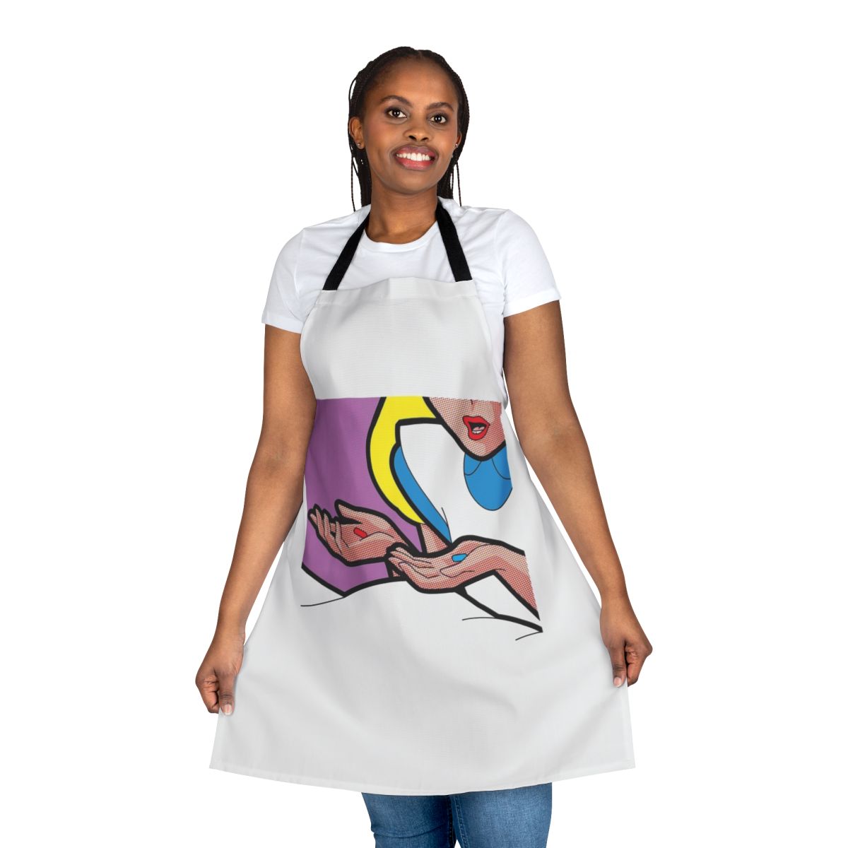 Psychedelic Alice in Wonderland inspired apron with trippy designs
