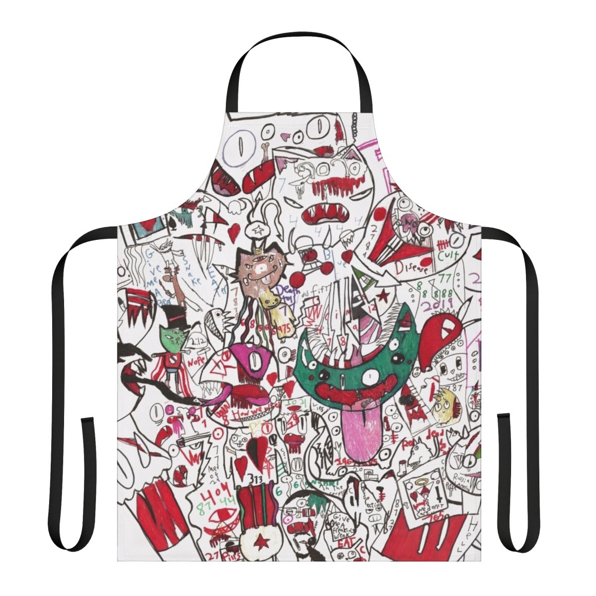 Psychedelic art apron with abstract anime-inspired design