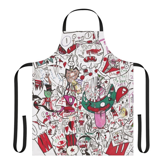 Psychedelic art apron with abstract anime-inspired design