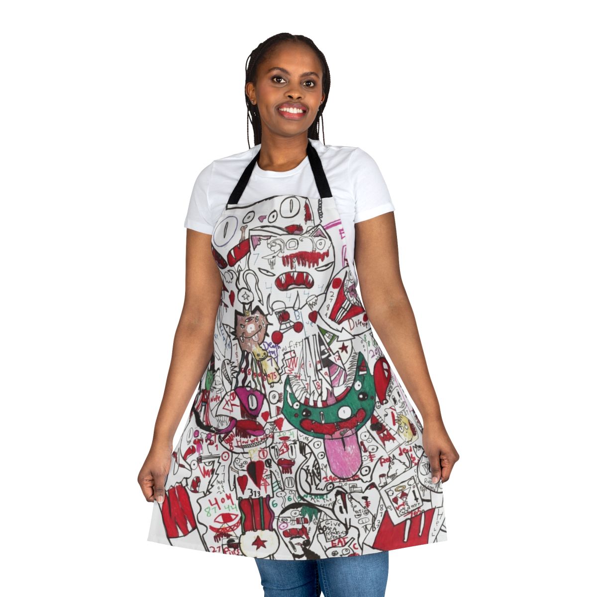 Psychedelic art apron with abstract anime-inspired design
