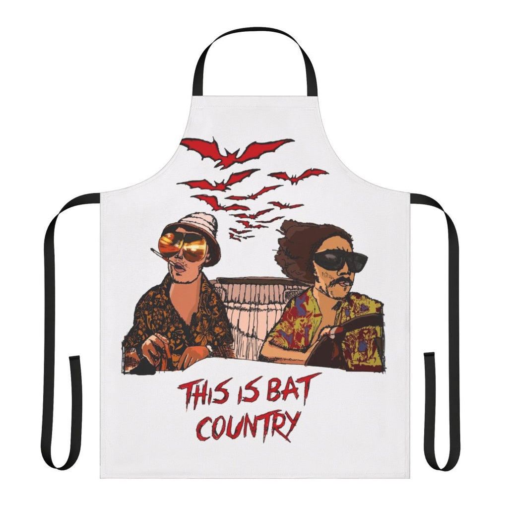 Psychedelic apron featuring a bat design, inspired by the movie "Fear and Loathing in Las Vegas"