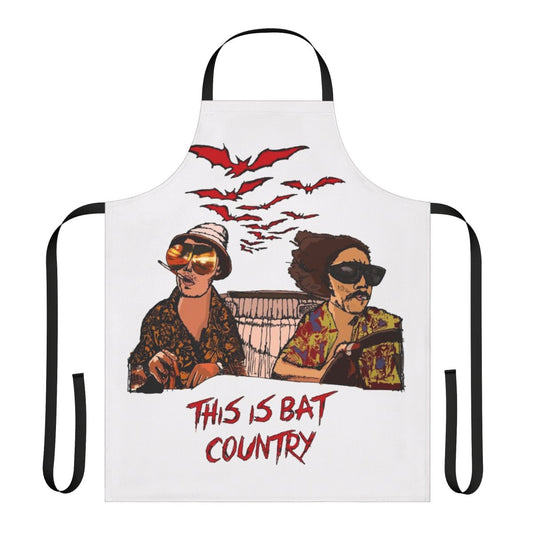 Psychedelic apron featuring a bat design, inspired by the movie "Fear and Loathing in Las Vegas"