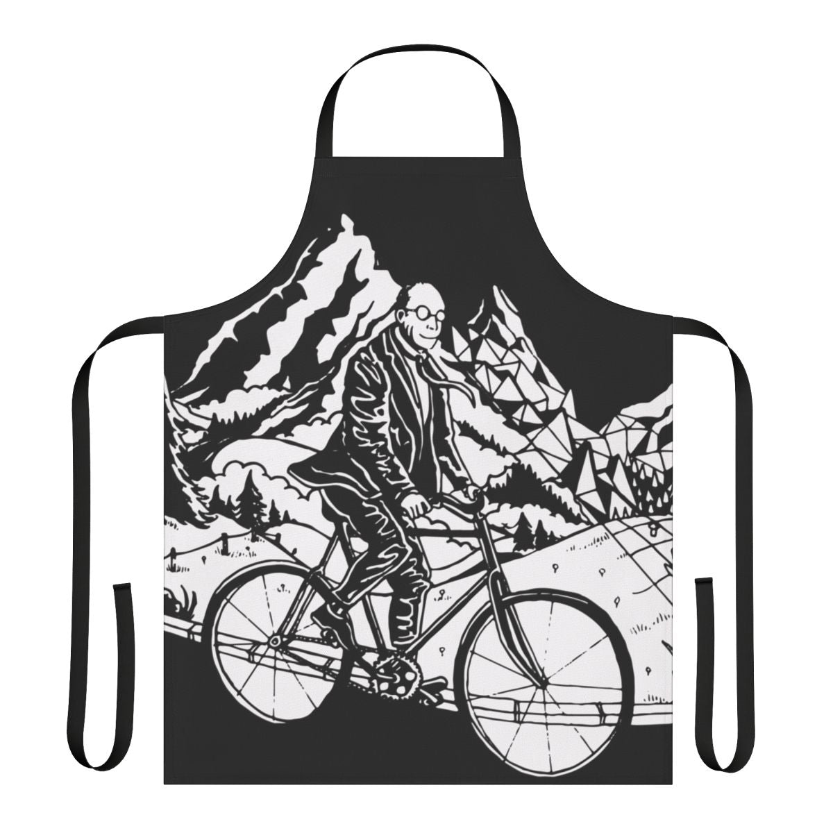 Psychedelic bicycle art apron with a trippy, visionary design inspired by the 1943 "Bicycle Day" experience