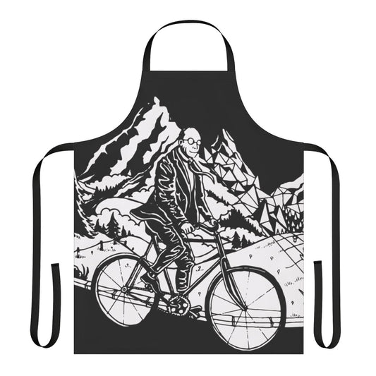 Psychedelic bicycle art apron with a trippy, visionary design inspired by the 1943 "Bicycle Day" experience