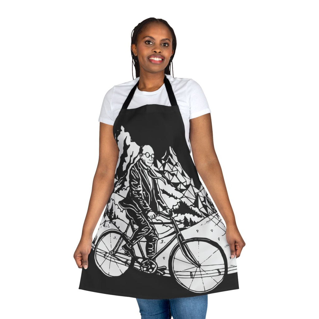 Psychedelic bicycle art apron with a trippy, visionary design inspired by the 1943 "Bicycle Day" experience