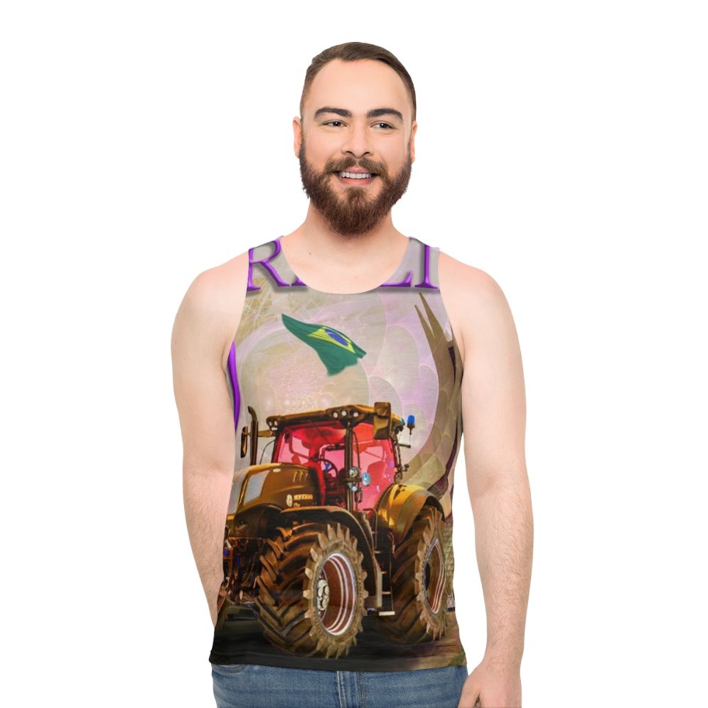 Colorful psychedelic Brazilian tractor graphic unisex tank top