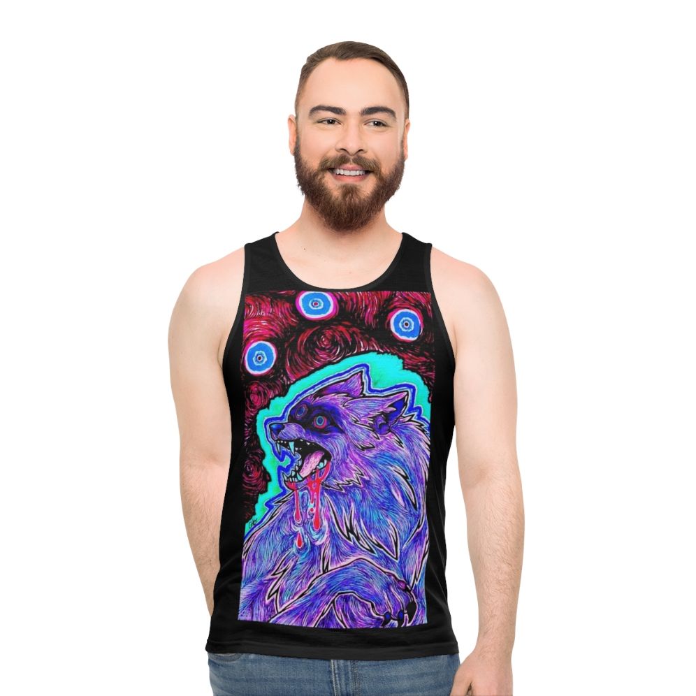 Psychedelic canine design unisex tank top