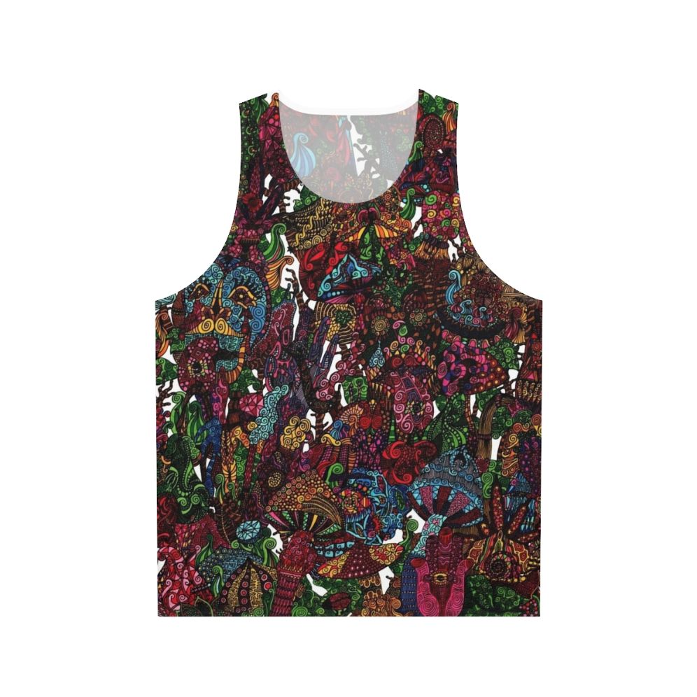 Psychedelic cartoon design unisex tank top