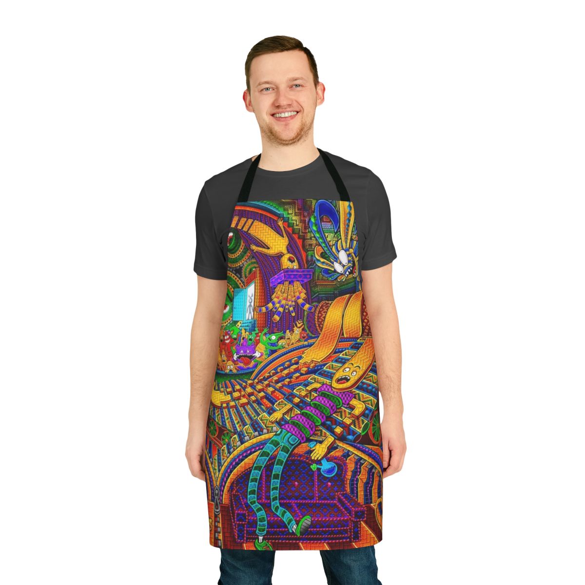 Psychedelic apron with trippy, spiritual, and visionary art design