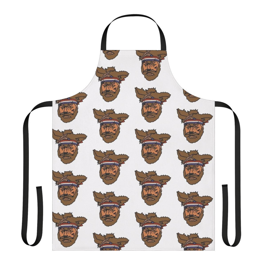Psychedelic line drawing of the Crack Fox from the British comedy series The Mighty Boosh printed on a high-quality kitchen apron.