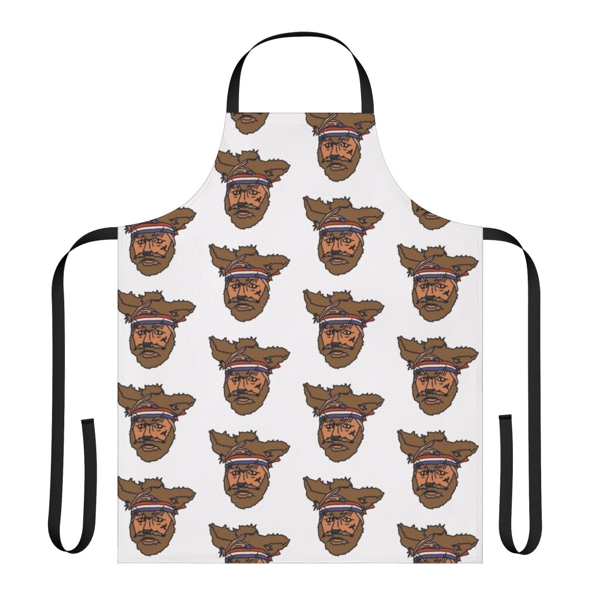 Psychedelic line drawing of the Crack Fox from the British comedy series The Mighty Boosh printed on a high-quality kitchen apron.