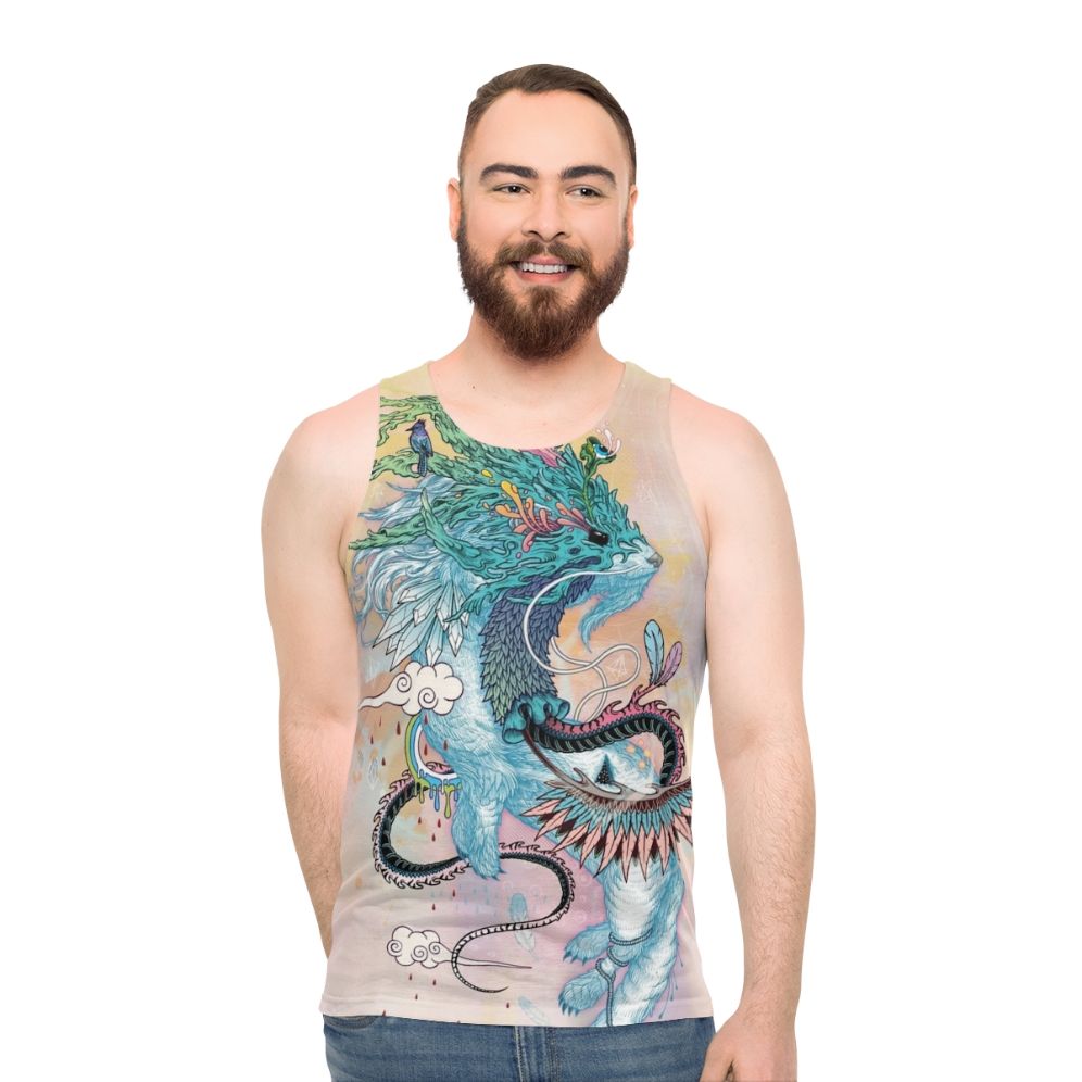 Psychedelic nature-inspired ermine tank top
