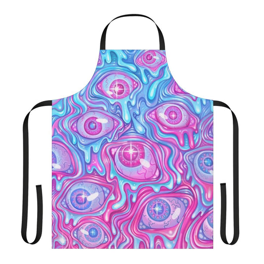 Psychedelic apron featuring a colorful, shiny, and trippy eyeball pattern design