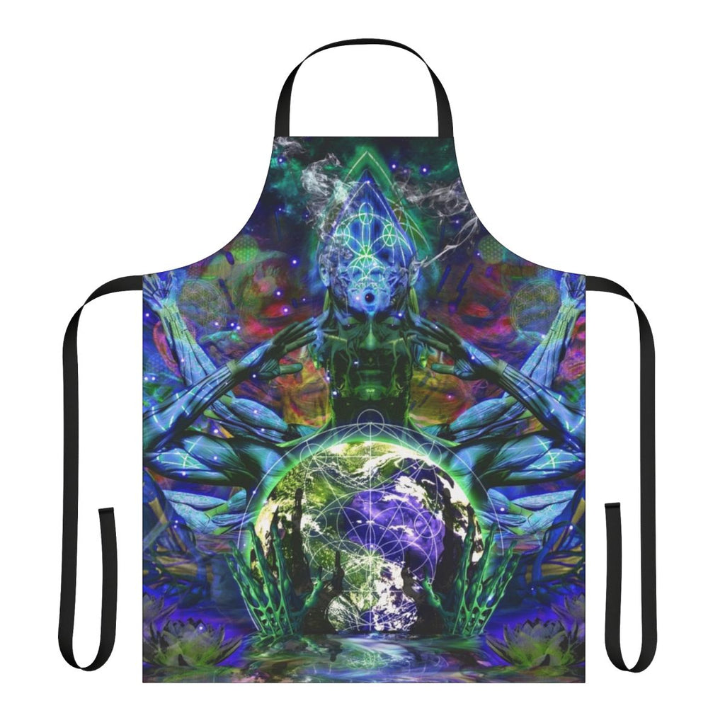 Psychedelic fractal pattern apron with trippy, alternative design