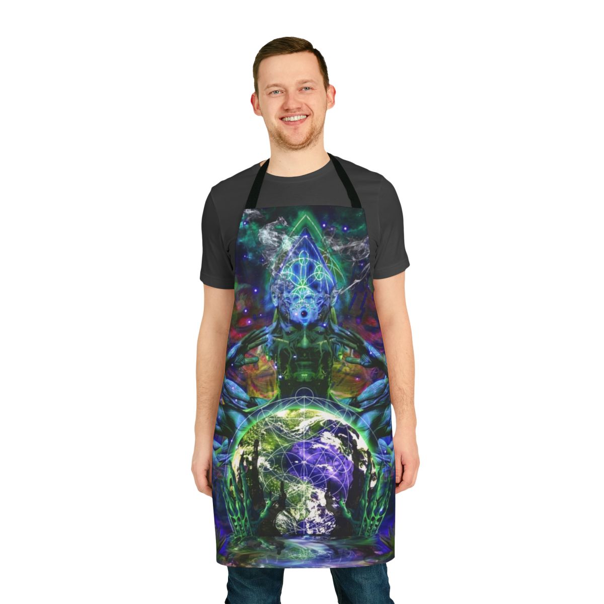 Psychedelic fractal pattern apron with trippy, alternative design