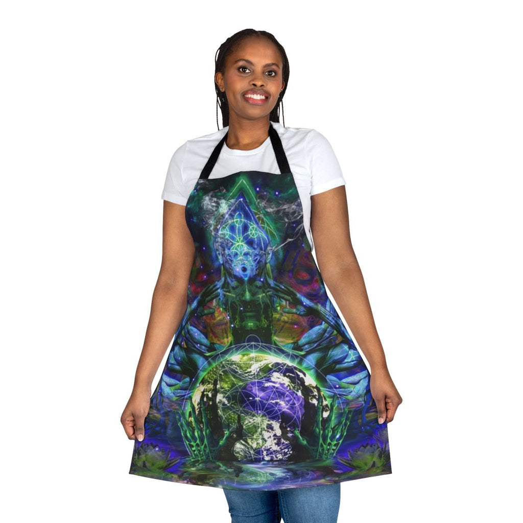 Psychedelic fractal pattern apron with trippy, alternative design