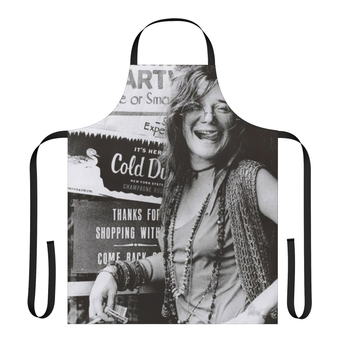 Janis Joplin inspired apron with psychedelic flower power design
